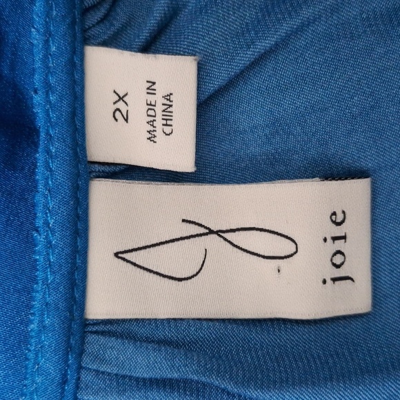 Joie Blue Bohemian Lagenlook Round Hem Long Bell Sleeve Hi Low Blouse Size 2X - Picture 11 of 14